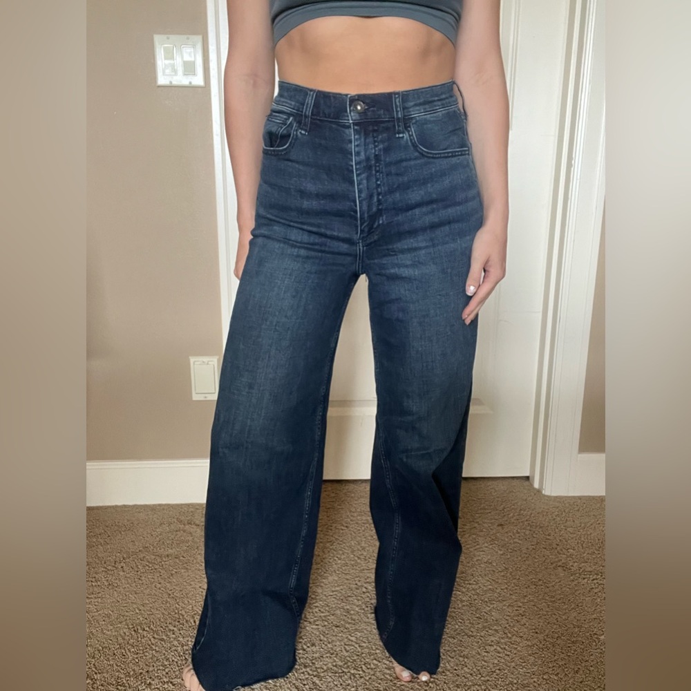 Rag & Bone Blue high waisted Flare Wide Leg Jeans